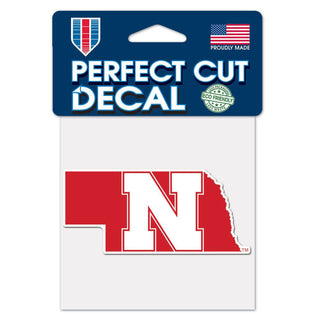 Nebraska Cornhuskers STATE SHAPE Perfect Cut Color Decal 4 x 4