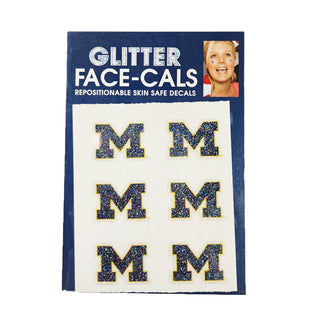 Michigan Wolverines Face Cals - 6 x Glitter Navy Block M