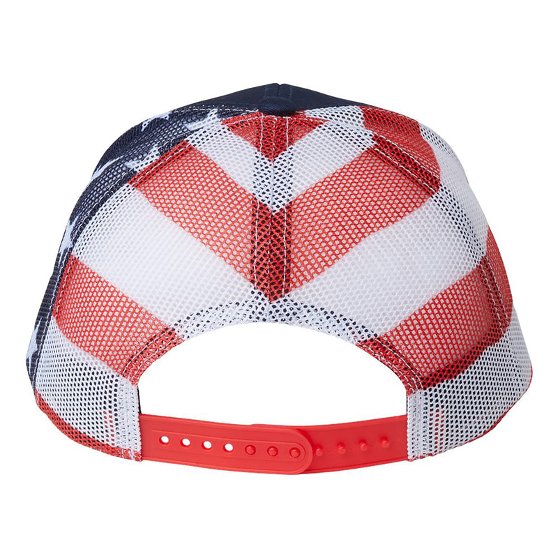 Michigan Block M Printed Mesh Trucker Hat - Navy/USA Flag