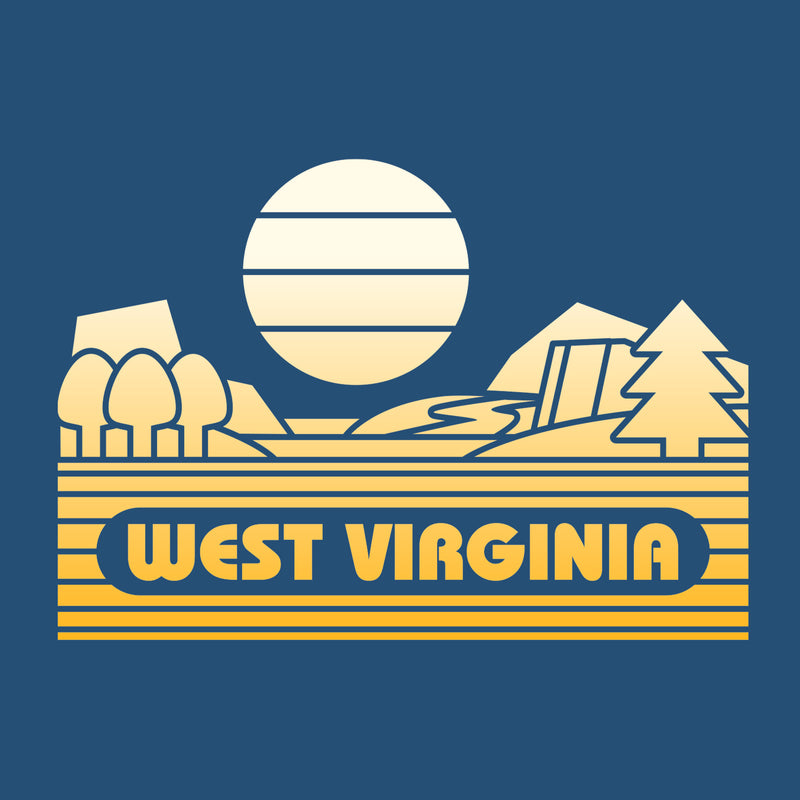 West Virginia Groovy Sunset NLA T-Shirt - Cool Blue