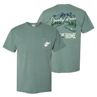 Country Roads WV Garment-Dyed Pocket T-Shirt - Cypress Green