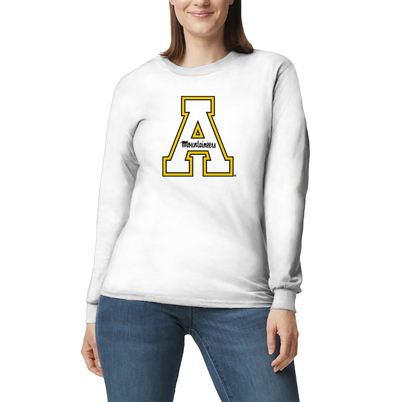 Appalachian State University Mountaineers Primary Logo Cotton Long Sleeve T-Shirt - White