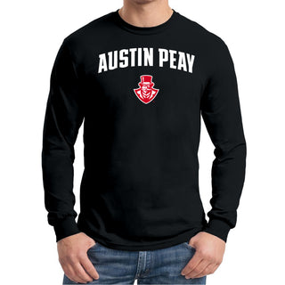 Austin Peay State University Governors Arch Logo Cotton Long Sleeve T-Shirt - Black