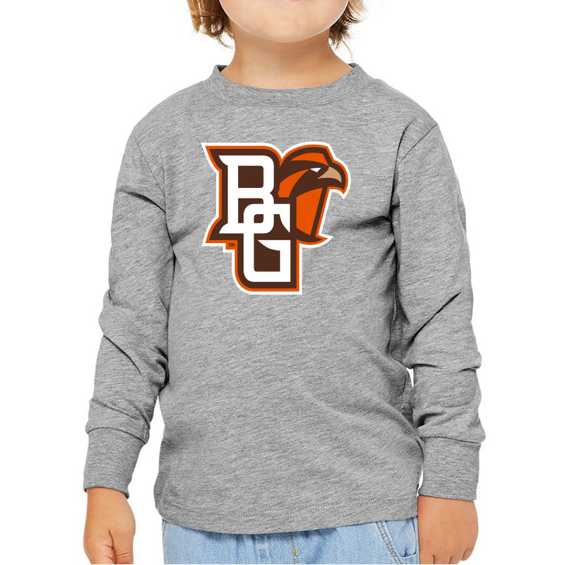 BGSU Primary Logo Full Color Toddler Jersey Long Sleeve Tee - Athletic Heather