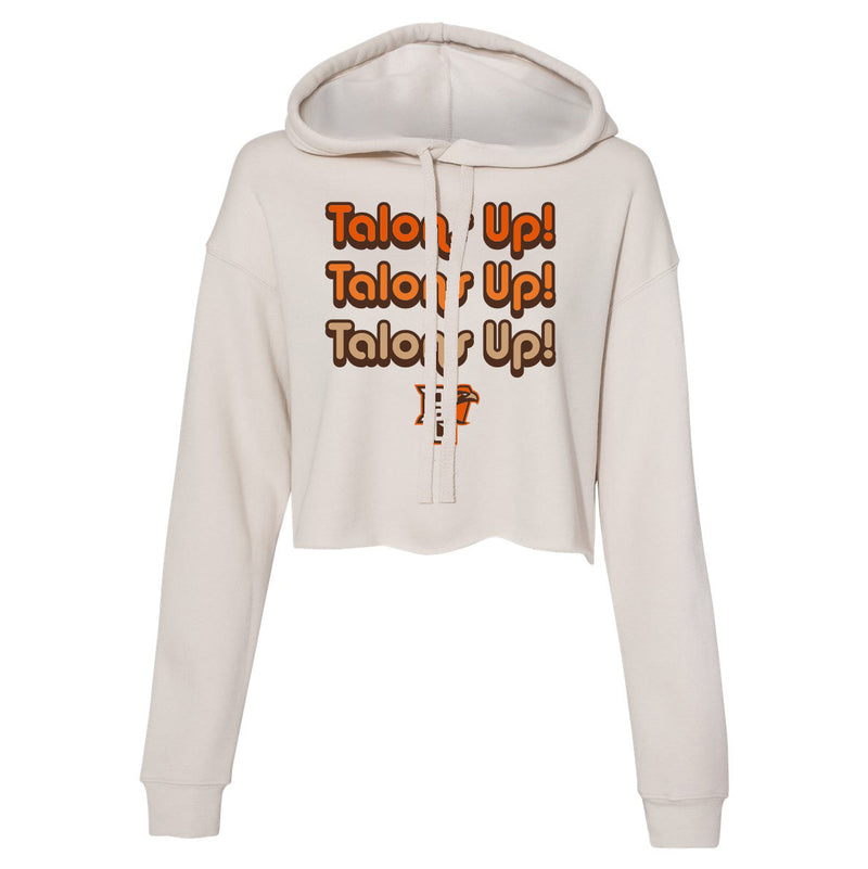 BGSU Talons Up Repeat Women's Crop Fleece Hoodie - Heather Dust