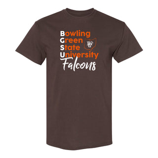 BGSU School Stack T-Shirt - Dark Chocolate