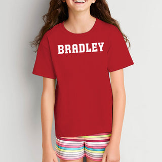 Bradley University Braves Basic Block Cotton Short Sleeve Youth T Shirt - Red