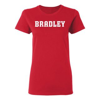 Bradley University Braves Basic Block Cotton Short Sleeve Women's T Shirt - Red