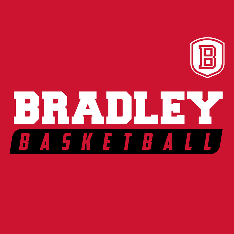 Bradley University Braves Basketball Slant Basic Cotton Short Sleeve T Shirt - Red