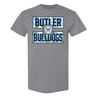 Butler University Bulldogs Hibiscus Pattern Blocks Basic Cotton Short Sleeve T Shirt - Graphite Heather