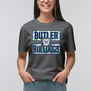 Butler University Bulldogs Hibiscus Pattern Blocks Basic Cotton Short Sleeve T Shirt - Graphite Heather