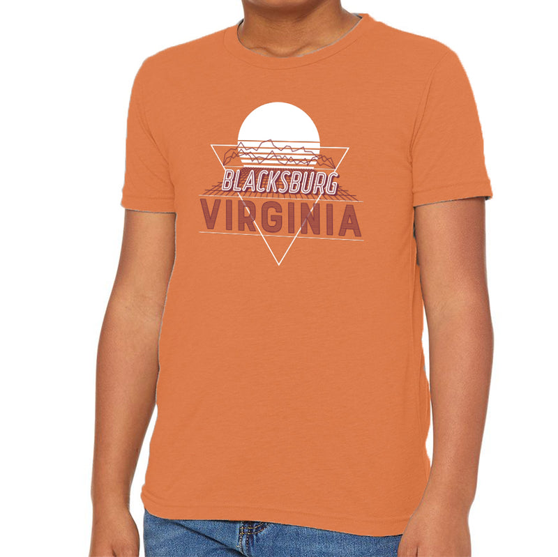 Blacksburg Vaporwave Youth Triblend T-Shirt - Orange Triblend