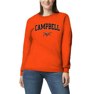 Campbell University Fighting Camels Arch Logo Basic Cotton Long Sleeve T-Shirt - Orange