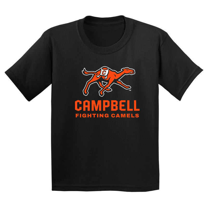 Campbell University Fighting Camels Primary Logo Basic Cotton Youth Short Sleeve T-Shirt - Black