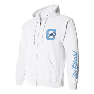 Citadel Jumping Bulldog Zip Hoodie - White