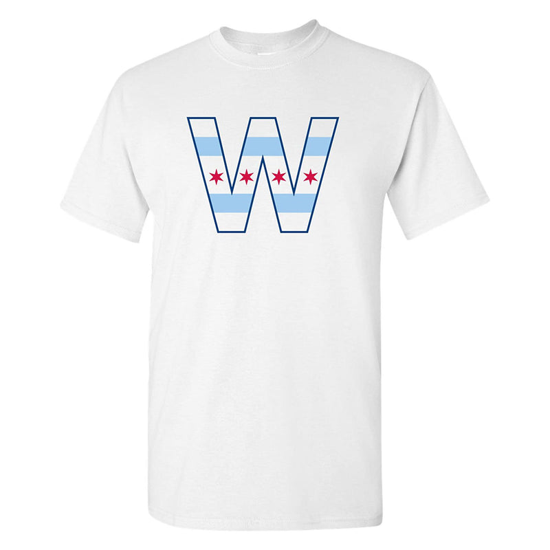 Chicago Flag W Short Sleeve T Shirt - White