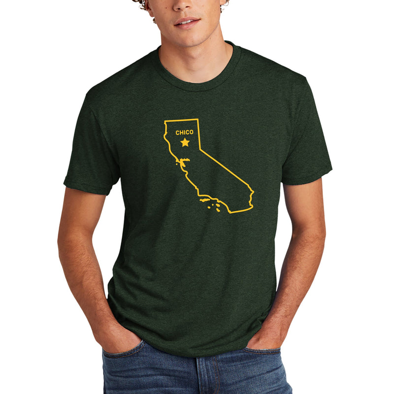 Chico CA Outline Triblend T-Shirt - Black Forest