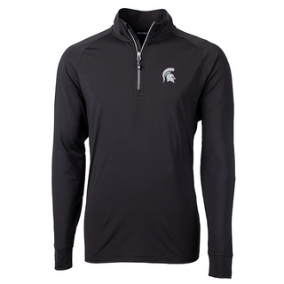 Cutter & Buck MSU Men's Adapt Eco Knit Stretch Recycled Quarter Zip Pullover Black [CB]