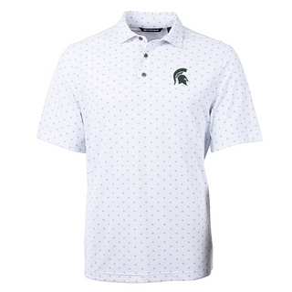 Cutter & Buck MSU Men's Virtue Eco Pique Tile Print Recycled Polo White [CB]