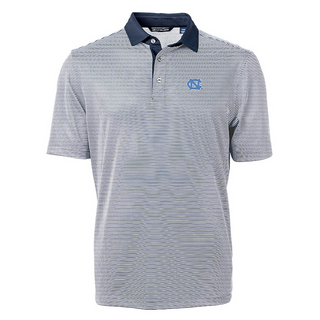 Cutter & Buck Men's UNC Tar Heels Virtue Eco Pique Micro Stripe Recycled Polo Navy/White [CB]