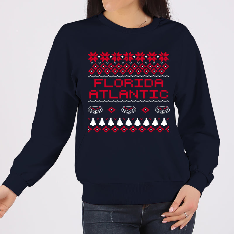 Florida Atlantic Holiday Sweater Crewneck - Navy