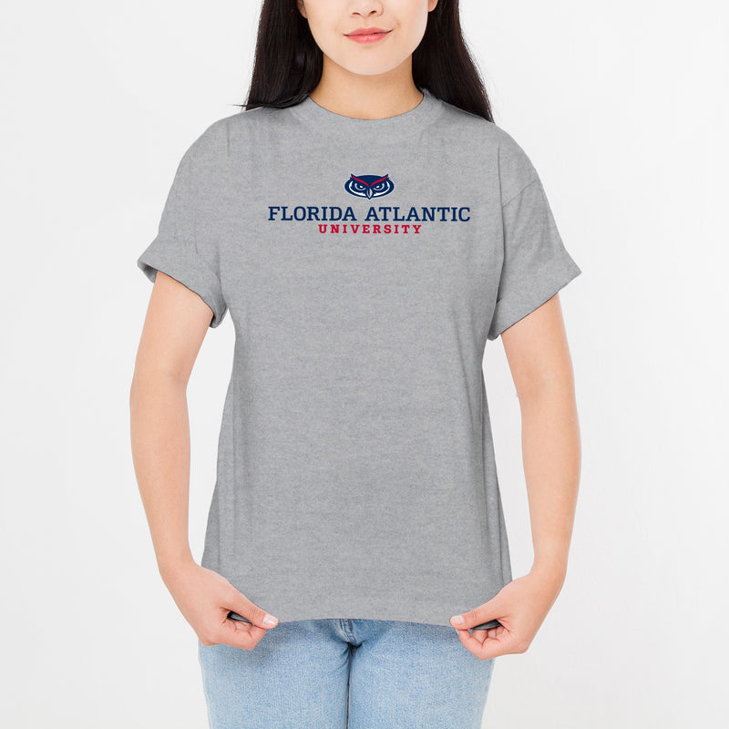 Florida Atlantic University Owls Institutional Logo Short Sleeve T Shirt - Sport Grey