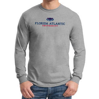 Florida Atlantic University Owls Institutional Logo Long Sleeve T Shirt - Sport Grey