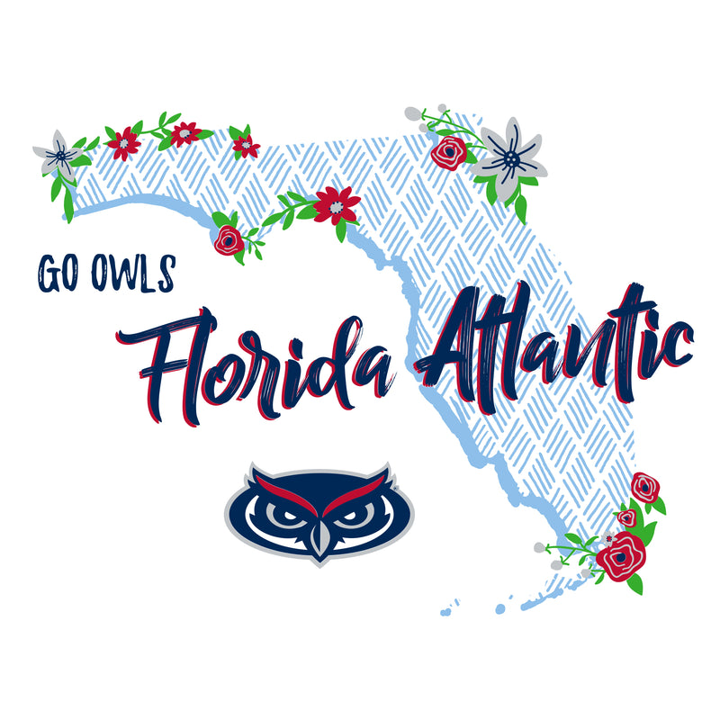 Florida Atlantic University Owls Floral State Comfort Colors Short Sleeve T Shirt - White