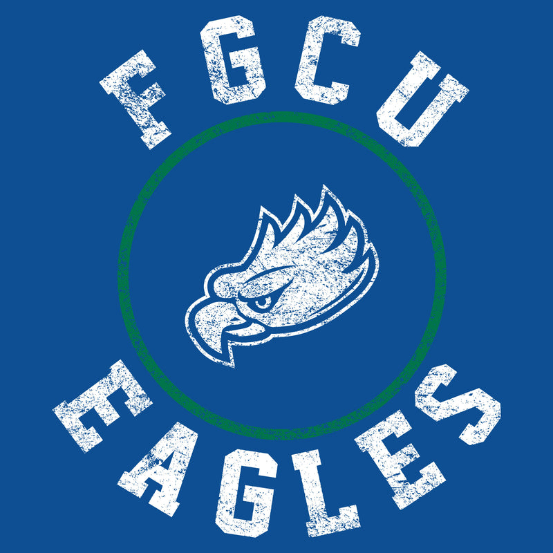 Florida Gulf Coast University Eagles Distressed Circle Logo Short Sleeve T Shirt - Royal