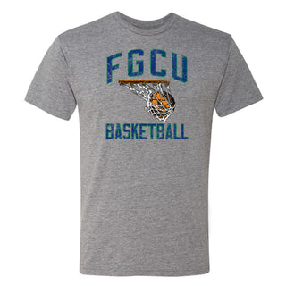 Florida Gulf Coast University Eagles Retro Faded Basketball Next Level Short Sleeve T Shirt - Premium Heather