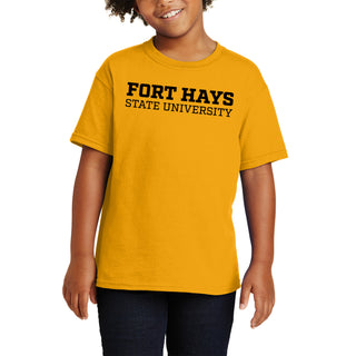 Fort Hays State Basic Block Youth T-Shirt - Gold