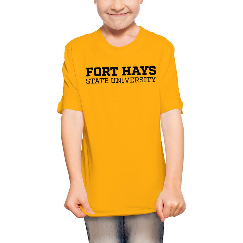 Fort Hays State Basic Block Youth T-Shirt - Gold