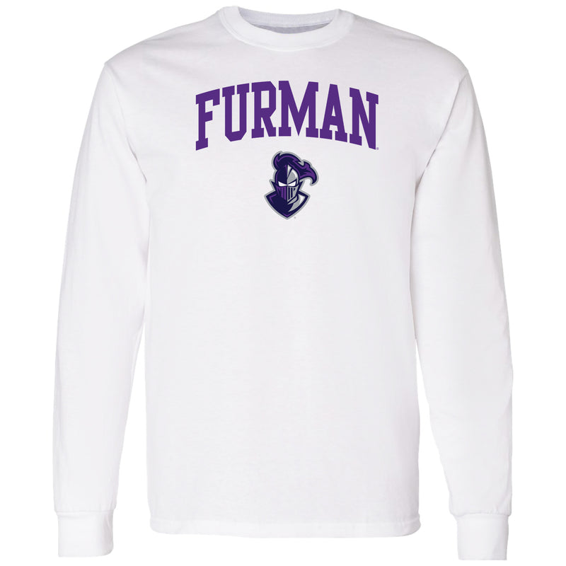Furman University Paladins Arch Logo Long Sleeve T Shirt - White