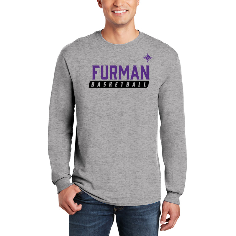 Furman University Paladins Basketball Slant Long Sleeve T Shirt - Sport Grey