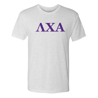 Lambda Chi Alpha Greek Letter Block Triblend T-Shirt - Heather White