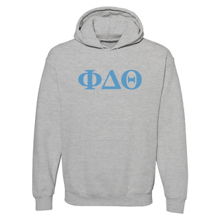 Phi Delta Theta Greek Letter Block Hoodie - Sport Grey