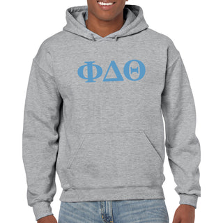 Phi Delta Theta Greek Letter Block Hoodie - Sport Grey