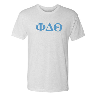 Phi Delta Theta Greek Letter Block Triblend T-Shirt - Heather White