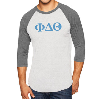 Phi Delta Theta Greek Letter Block Raglan - White/Prem Htr