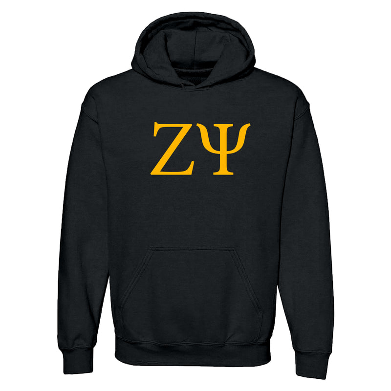 Zeta Psi Greek Letter Block Hoodie - Black