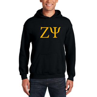 Zeta Psi Greek Letter Block Hoodie - Black