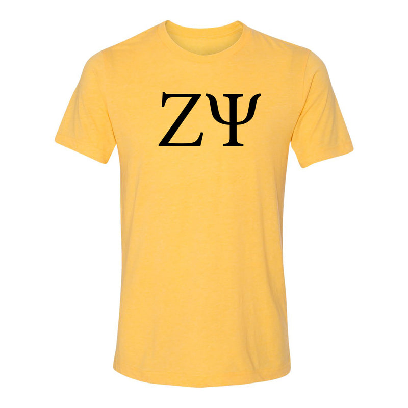 Zeta Psi Greek Letter Block Triblend T-Shirt - Yellow Gold