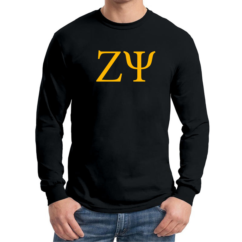 Zeta Psi Greek Letter Block Long Sleeve - Black