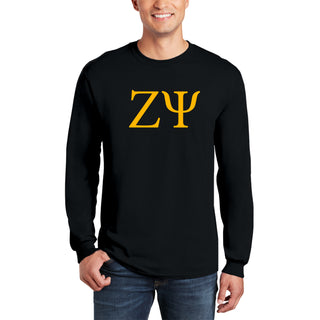 Zeta Psi Greek Letter Block Long Sleeve - Black