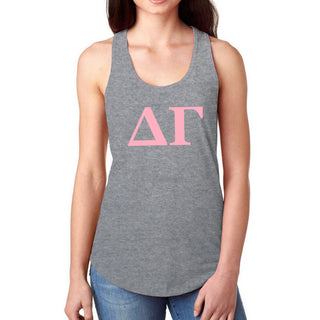 Delta Gamma Greek Letter Block Racerback Tank - Heather Grey