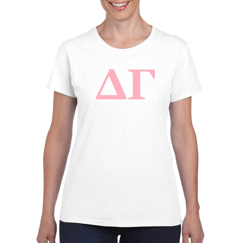 Delta Gamma Greek Letter Block Womens T-Shirt - White