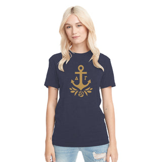 Delta Gamma Greek Primary Logo Triblend T-Shirt - Vintage Navy