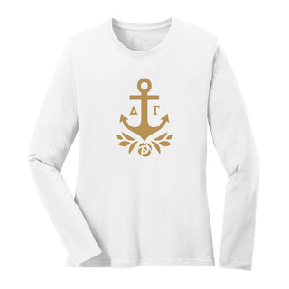 Delta Gamma Greek Primary Logo Womens Long Sleeve - White