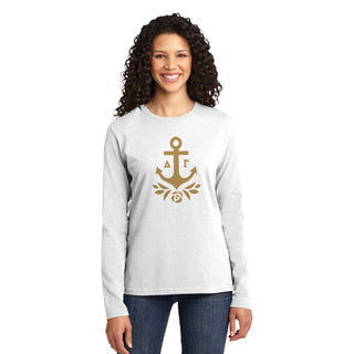 Delta Gamma Greek Primary Logo Womens Long Sleeve - White