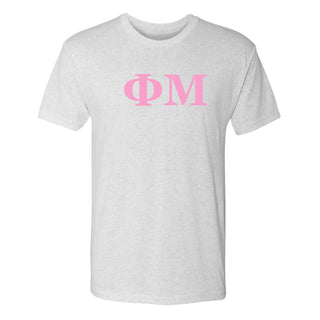 Phi Mu Greek Letter Block Triblend T-Shirt - Heather White